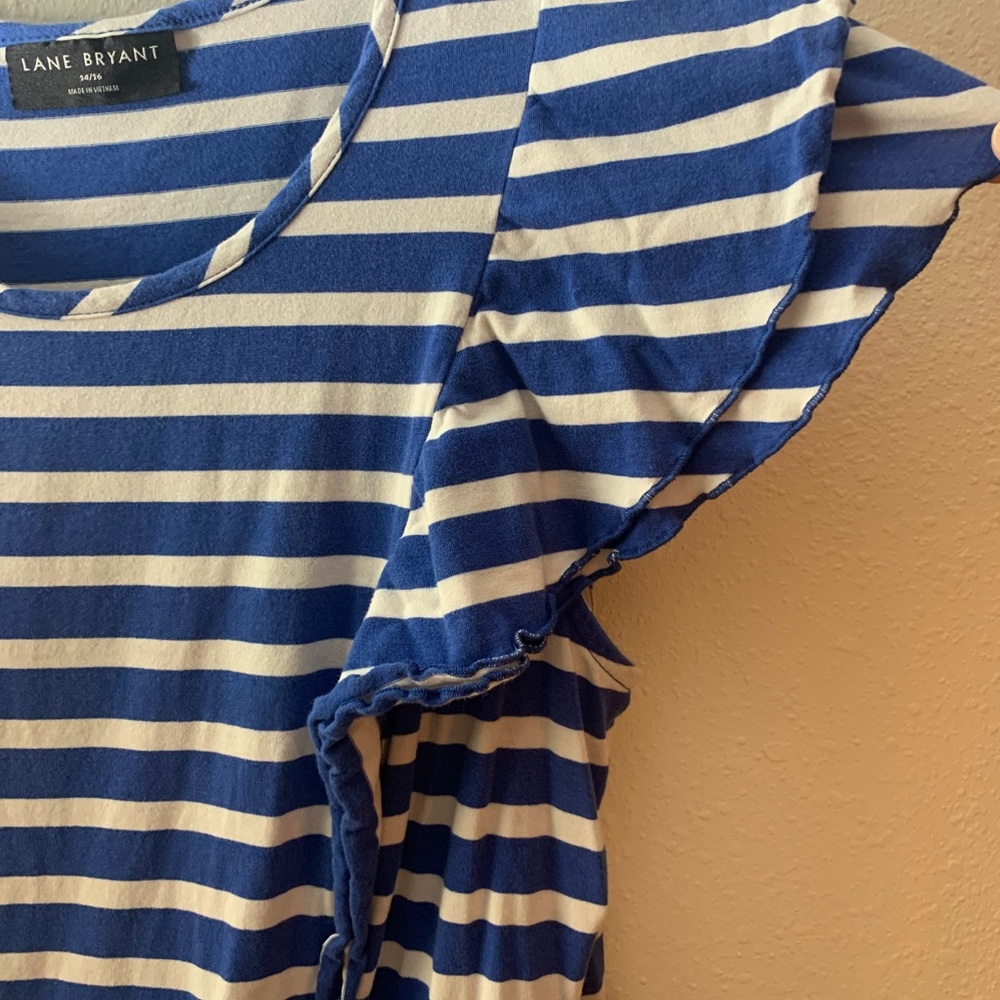 Lane Bryant (2 tops)Blue and White Striped Top and Pink Pinstriped Top - Picture 12 of 16